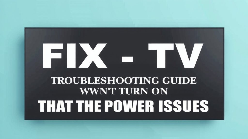 Fix Your TV: Troubleshooting Guide to Power Issues